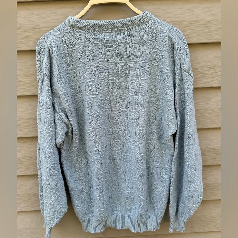 VTG Isle of Cotton grannycore sweater L crochet embroidered coastal grandma 90s